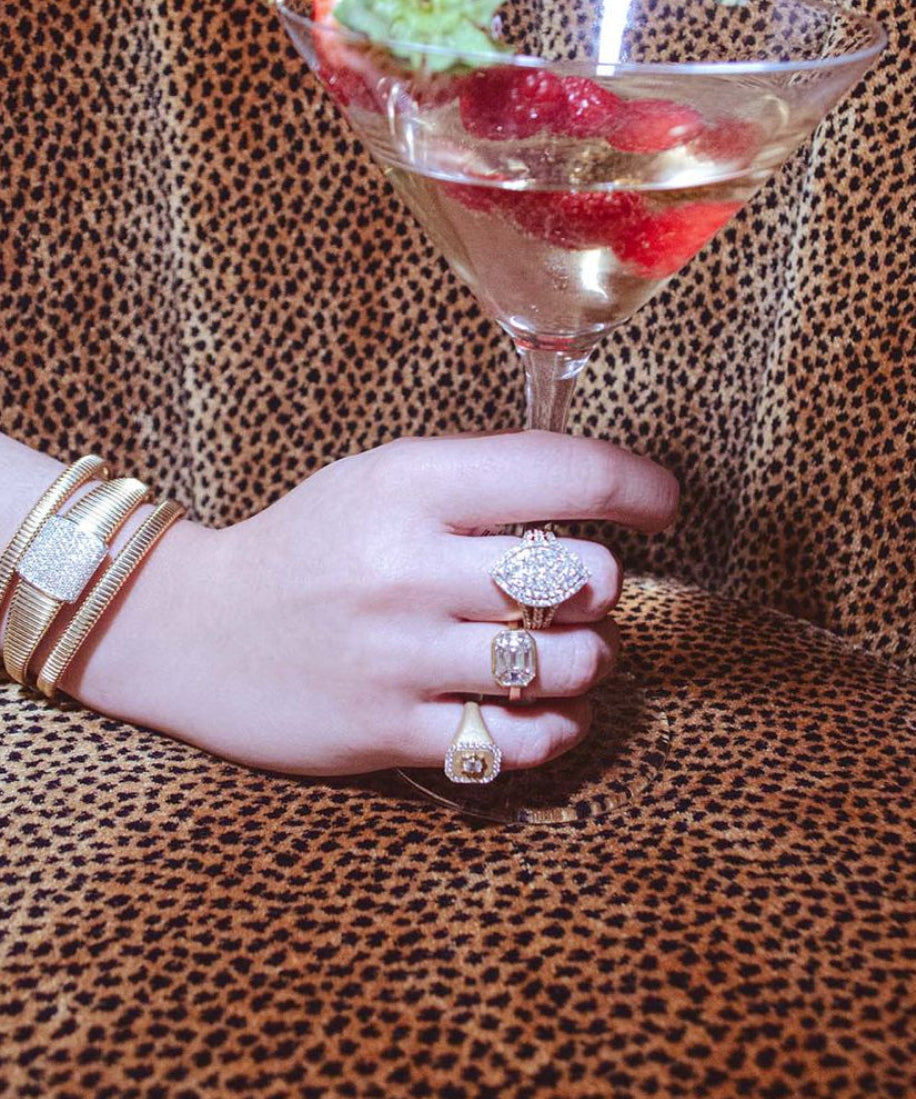 0.34ct Diamond 18K Gold Button Ring