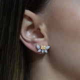 4.31ct Diamond 18K Gold Half Flower Earrings