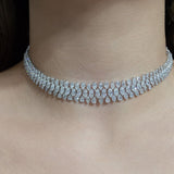 18.18ct Diamond 18K Gold Statement Three Row Choker Tennis Necklace