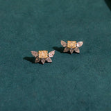 4.31ct Diamond 18K Gold Half Flower Earrings