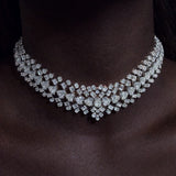 50.22ct Diamond 18K Gold Statement Choker Tennis Necklace