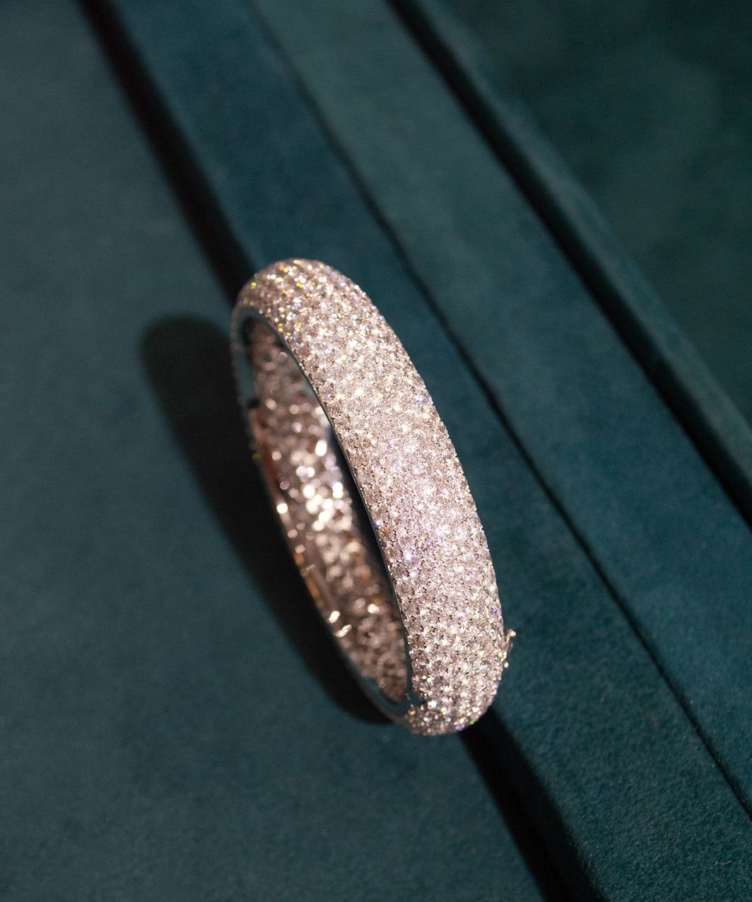27.19ct Diamond 18K Gold Pave Bangle Bracelet