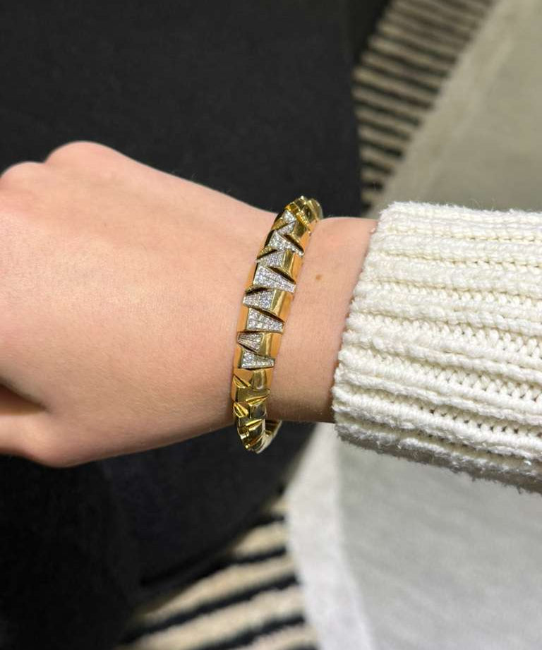 0.62ct Diamond 18K Gold Statement Cuff Bracelet