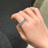 8.17ct Blue Topaz 18K Gold Eternity Band Ring