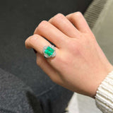 4.62ct Diamond Colombian Emerald Platinum Halo Ring
