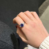 2.56ct Diamond Sapphire Platinum Halo Ring