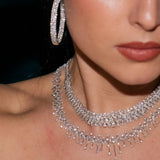 11.34ct Diamond 18K Gold Statement Floating Tennis Necklace