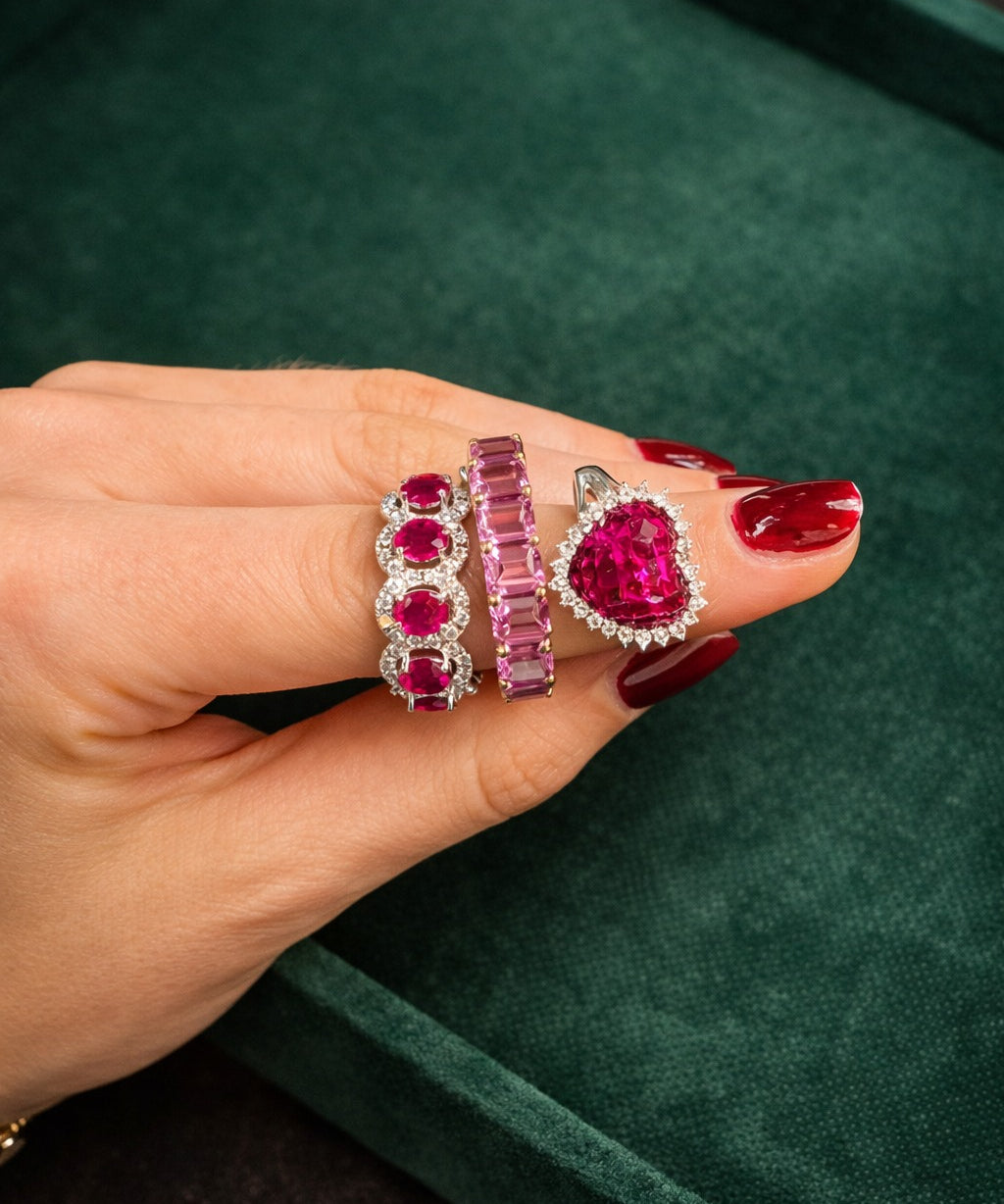 15.13ct Pink Sapphire 14K Gold Eternity Band Ring