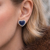 5.06ct Diamond Sapphire 18K Gold Cluster Heart Earrings