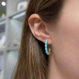 3.10ct Turquoise 14K Gold Half Hoop Earrings