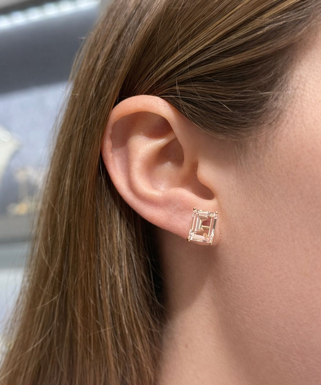 5.50ct Morganite 18K Gold Stud Earrings