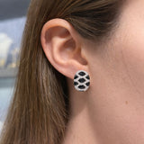 0.99ct Diamond Onyx 14K Gold Snake Print Hoop Earrings