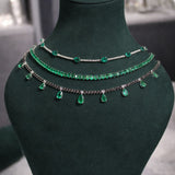 8.55 ct Diamond Emerald 18K Gold Stationed Tennis Necklace
