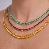 40.60ct Citrine 14K Gold Tennis Necklace