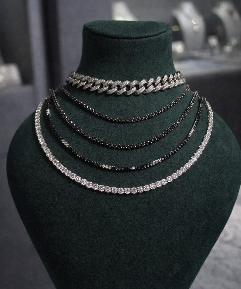 7.29ct Black Diamond 14K Gold Jenny Tennis Necklace