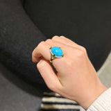 8.94ct Diamond Emerald Turquoise 18K Gold Ring