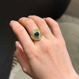 2.72ct Blue Topaz Diamond 14K Gold Fluted Heart Ring