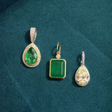 8.35ct Diamond Emerald 18K Gold Bezel Pendant