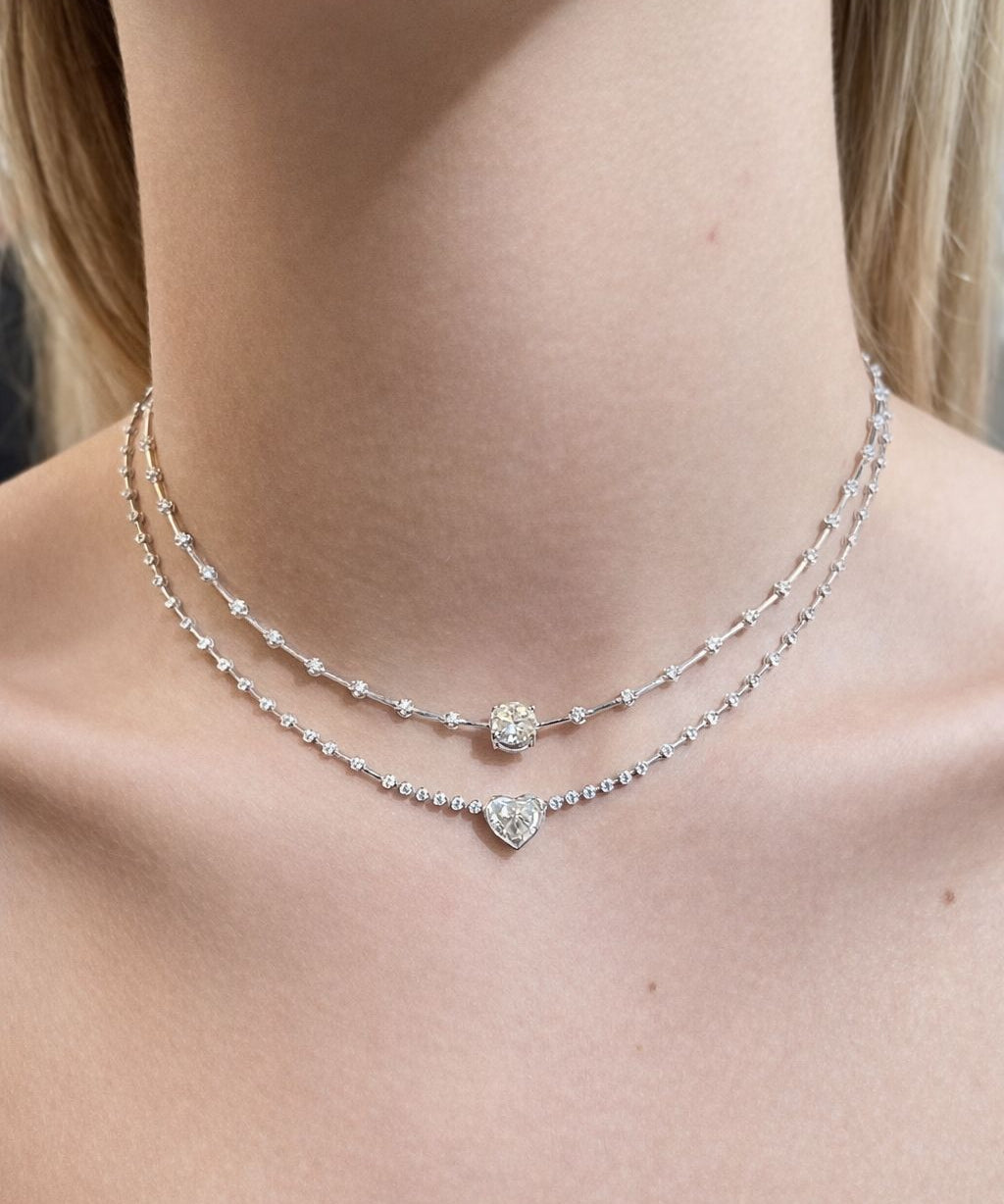 2.03ct Diamond 18K Gold Solitaire Link Necklace