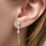 0.56ct Diamond 14K Gold Pear Drop Draped Chain Earrings