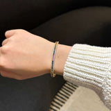 3.14ct Diamond Multi Sapphire 14K Gold Bangle Bracelet