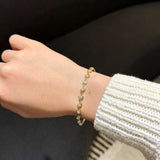 0.73ct Diamond 14K Gold Multi Shape Bezel Bangle Bracelet