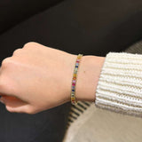 2.71ct Multi Stone 14K Gold Bangle Bracelet