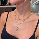1.10ct Diamond 14K Gold Fluted Heart Paperclip Necklace