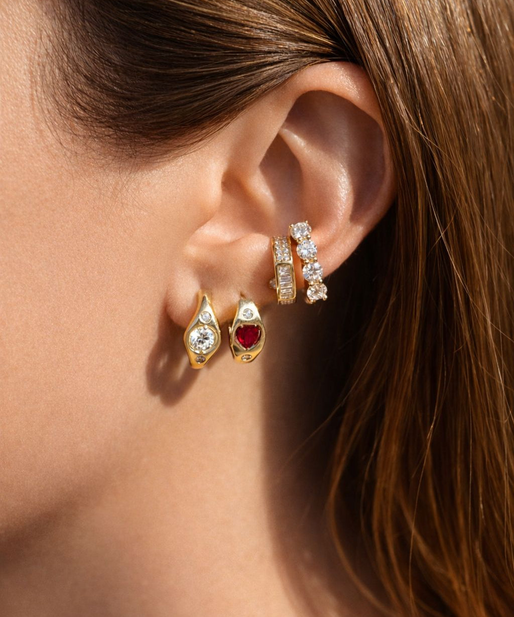 0.75ct Diamond 14K Gold Half Hoop Earrings