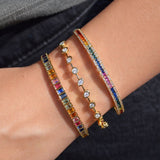 2.71ct Multi Stone 14K Gold Bangle Bracelet