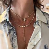 2.00ct Diamond 14K Gold Halo Pear Lariat Necklace