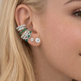 0.75ct Diamond & Emerald 18K Gold Three-Stone Ear Cuff