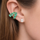 2.52ct Emerald 18K Gold Three Stone Ear Cuff