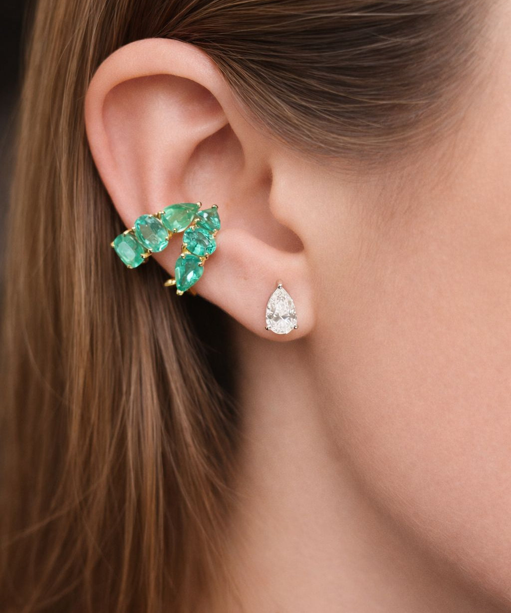 2.01ct Diamond 18K Gold Pear Stud Earrings
