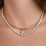 3.00ct Diamond 18K Gold Pendant Wire Collar Necklace