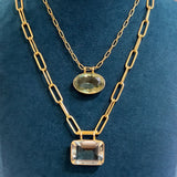 29.65ct Green Amethyst 18K Gold Oval Pendant