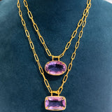 32.42ct Amethyst 18K Gold Statement Oval Pendant