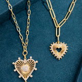 1.10ct Diamond 14K Gold Fluted Heart Paperclip Necklace