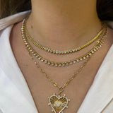 1.10ct Diamond 14K Gold Fluted Heart Paperclip Necklace