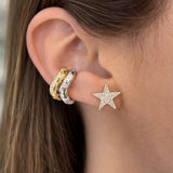 0.28ct Diamond 18K Gold Grooved Ear Cuff