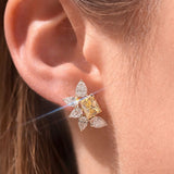 4.31ct Diamond 18K Gold Half Flower Earrings