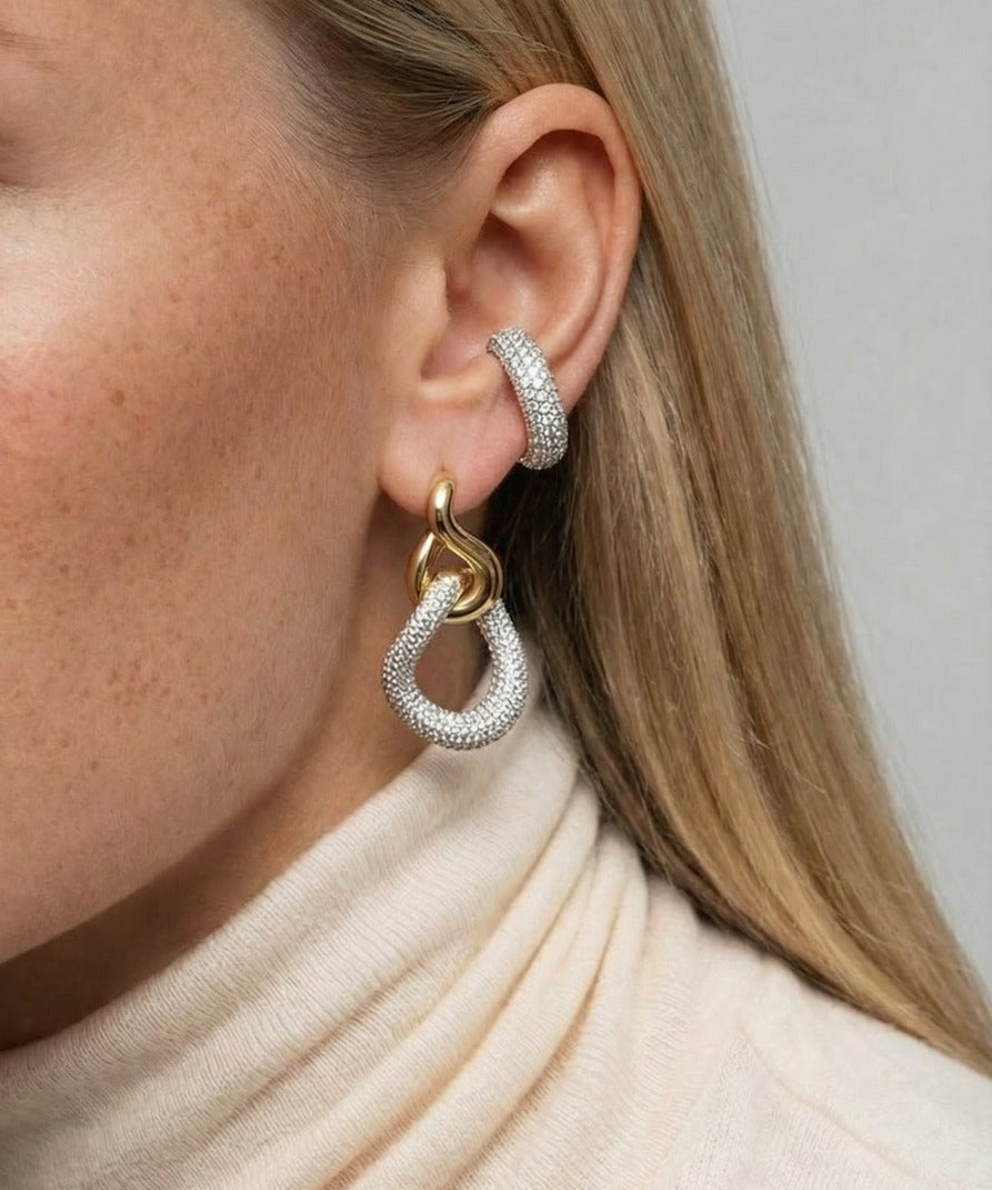 4.33ct Diamond 14K Gold Pave Statement Earrings