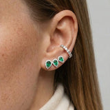 1.74ct Diamond Emerald 18K Gold Climber Earrings