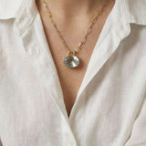 31.55ct White Topaz 18K Gold Oval Pendant