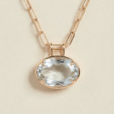 31.55ct White Topaz 18K Gold Oval Pendant