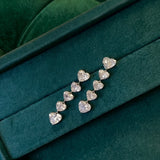 6.60ct Diamond 18K Gold Heart Linear Dangle Earrings