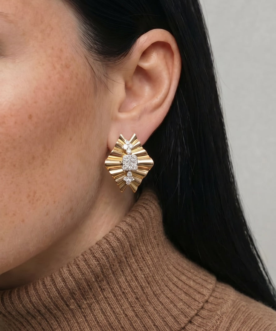 1.06ct Diamond 14K Gold Statement Earrings