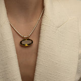 33.20ct Olive Quartz 18K Gold Large Statement Pendant