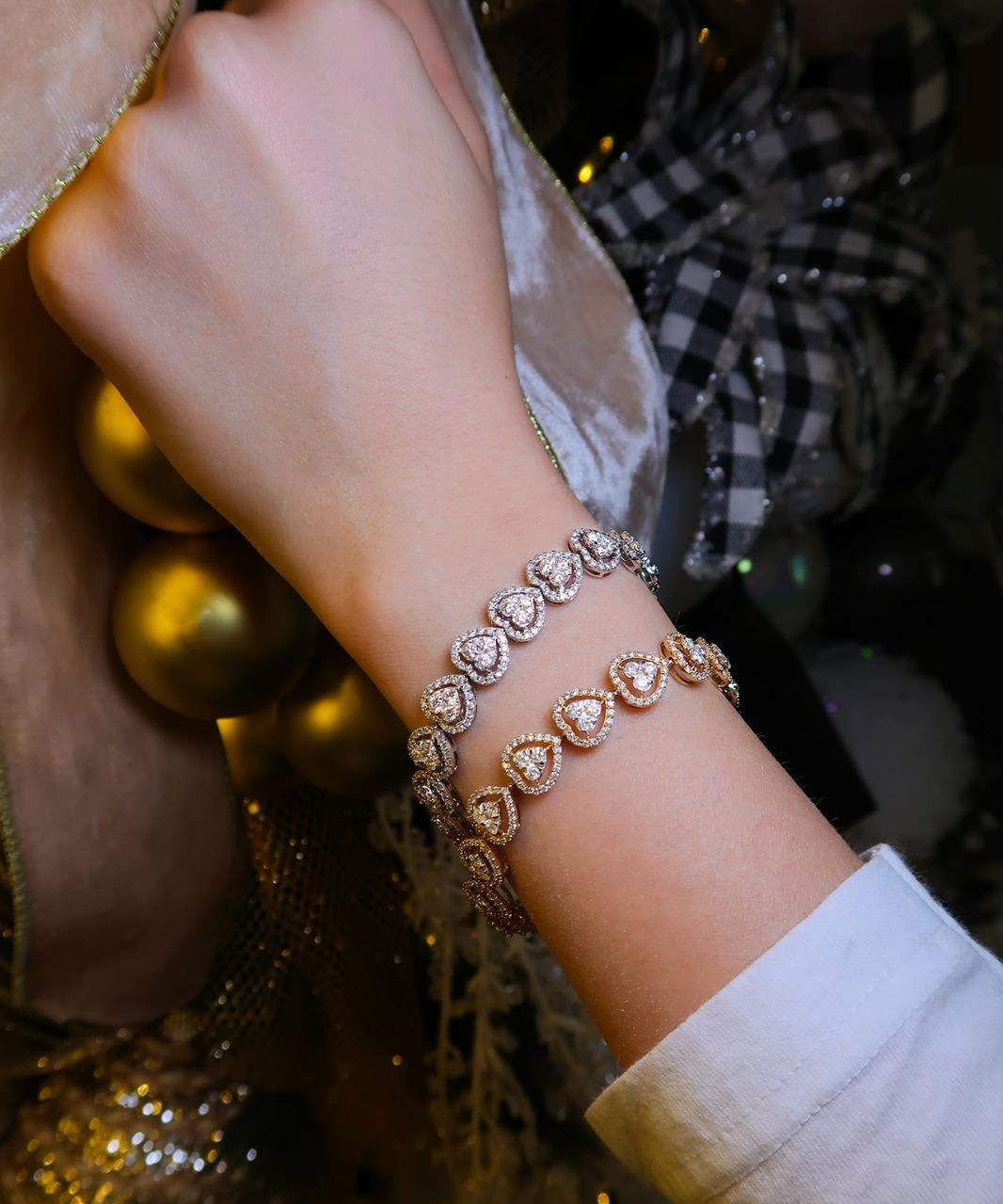 5.25ct Diamond 14K Gold Heart Tennis Bracelet