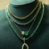 20.30ct Emerald 18K Gold Oval Tennis Necklace